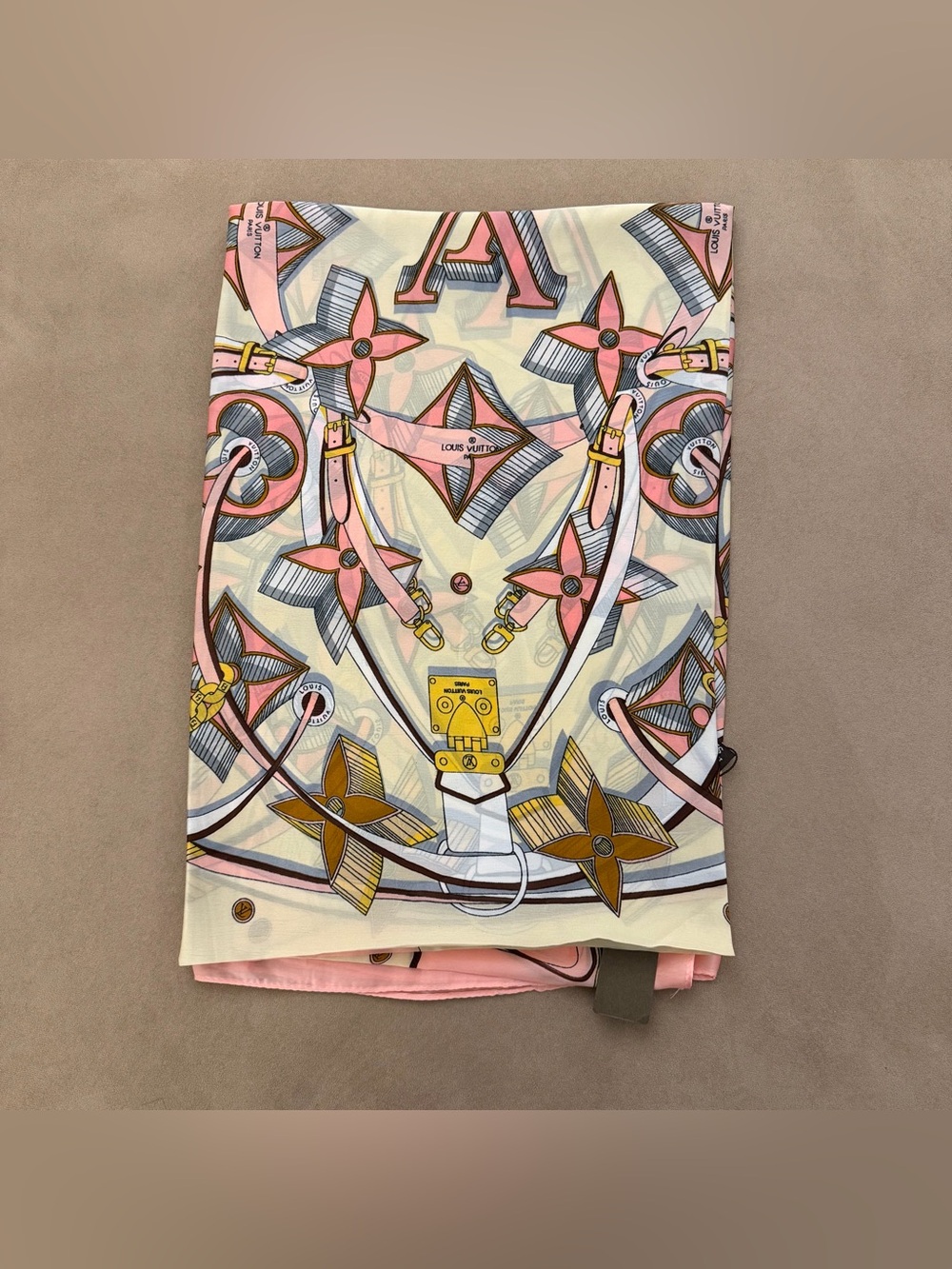 Gorgeous Pink & Brown Silk Scarf - NWT - Picture 3 of 12